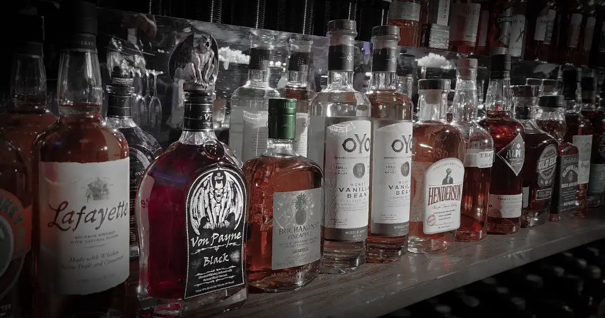 Von Payne Black Whiskey bottle on a bar counter in Virginia