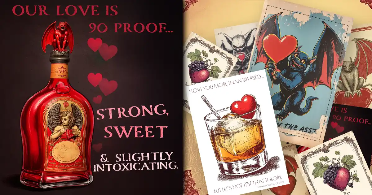 Whiskey Valentines Day Cards